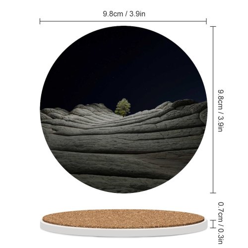 yanfind Ceramic Coasters (round) MacOS Big Sur Night Lone Tree Sedimentary Rocks Starry Sky Dark IOS Family Game Intellectual Educational Game Jigsaw Puzzle Toy Set
