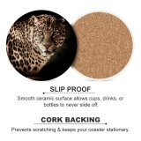 yanfind Ceramic Coasters (round) Black Dark Leopard Wildcat Wildlife Closeup Family Game Intellectual Educational Game Jigsaw Puzzle Toy Set
