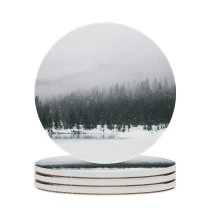 yanfind Ceramic Coasters (round) Fir Images Snowing Christmas Fog Land Mist Flora Pine Landscape Vegetation Snow Family Game Intellectual Educational Game Jigsaw Puzzle Toy Set