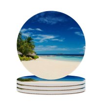 yanfind Ceramic Coasters (round) Baros Maldives Island Seascape Tropical Beach Sky Horizon Ocean Landscape Huts Scenery Family Game Intellectual Educational Game Jigsaw Puzzle Toy Set