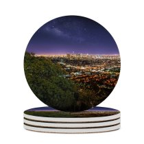 yanfind Ceramic Coasters (round) Lowe Rehnberg Los Angeles City Cityscape City Lights Night Time Horizon Starry Family Game Intellectual Educational Game Jigsaw Puzzle Toy Set