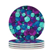 yanfind Ceramic Coasters (round) Abstract Cubes Colorful Patterns Family Game Intellectual Educational Game Jigsaw Puzzle Toy Set