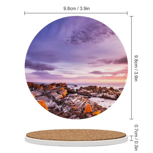 yanfind Ceramic Coasters (round) Bay Fires Tasmania Australia Sunrise Rocky Coast Seascape Ocean Clouds Purple Sky Family Game Intellectual Educational Game Jigsaw Puzzle Toy Set