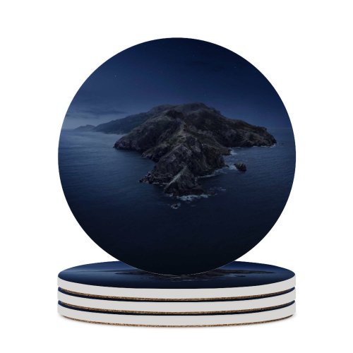 yanfind Ceramic Coasters (round) MacOS Catalina Mountains Island Night Family Game Intellectual Educational Game Jigsaw Puzzle Toy Set