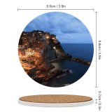 yanfind Ceramic Coasters (round) Manarola Cinque Terre Italy Seascape City Lights Dusk Tourist Attraction Seaside Village Family Game Intellectual Educational Game Jigsaw Puzzle Toy Set
