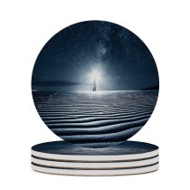 yanfind Ceramic Coasters (round) Night Starry Sky Light Desert Sand Dunes Family Game Intellectual Educational Game Jigsaw Puzzle Toy Set