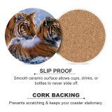 yanfind Ceramic Coasters (round) Tigers Pair Frozen Winter Snow Big Cats Family Game Intellectual Educational Game Jigsaw Puzzle Toy Set