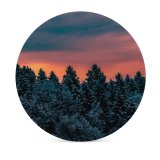 yanfind Ceramic Coasters (round) Winter Pine Trees Evening Sky Dusk Family Game Intellectual Educational Game Jigsaw Puzzle Toy Set