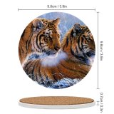 yanfind Ceramic Coasters (round) Tigers Pair Frozen Winter Snow Big Cats Family Game Intellectual Educational Game Jigsaw Puzzle Toy Set