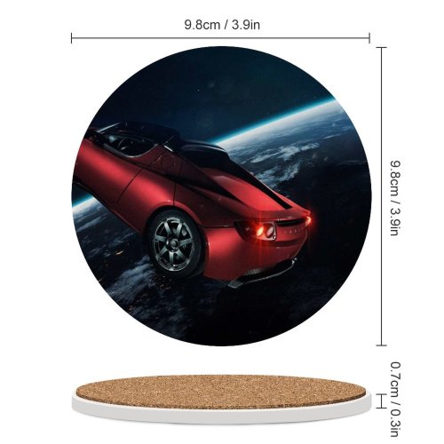 yanfind Ceramic Coasters (round) Vadim Sadovski Space Elon Musk's Tesla Roadster Tesla Space Car  Horizon Family Game Intellectual Educational Game Jigsaw Puzzle Toy Set