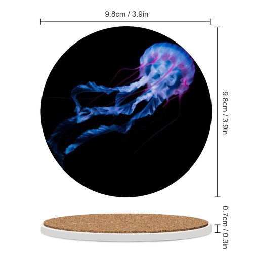 yanfind Ceramic Coasters (round) Collins Black Dark Jellyfish Aquarium Glowing AMOLED Underwater Family Game Intellectual Educational Game Jigsaw Puzzle Toy Set