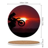 yanfind Ceramic Coasters (round) Motocross Motorcycle Motorcycle Stunt Silhouette Sunset Family Game Intellectual Educational Game Jigsaw Puzzle Toy Set