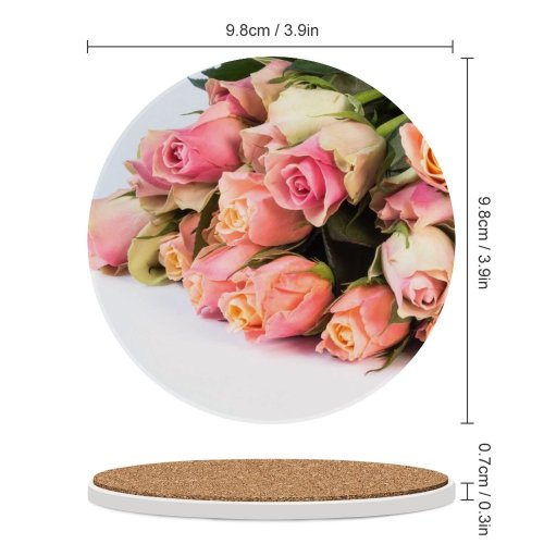 yanfind Ceramic Coasters (round) Ylanite Koppens Flowers Roses Leaves Flower Bouquet Beautiful Family Game Intellectual Educational Game Jigsaw Puzzle Toy Set