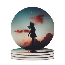 yanfind Ceramic Coasters (round) Luizclas Girl Mood Silhouette Evening Sky Family Game Intellectual Educational Game Jigsaw Puzzle Toy Set