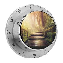 yanfind Timer Dorothe Wooden Stairs Forest Jungle Trees Sunlight Wooden Planks 60 Minutes Mechanical Visual Timer