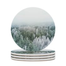 yanfind Ceramic Coasters (round) Fir Images Fog Flora Frost Snow Wallpapers Plant Outdoors Tree Cloudy Winter Family Game Intellectual Educational Game Jigsaw Puzzle Toy Set