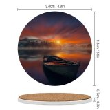 yanfind Ceramic Coasters (round) Hmetosche Sunset Boat Lake Reflections Dawn Mountains Fog Trees Family Game Intellectual Educational Game Jigsaw Puzzle Toy Set