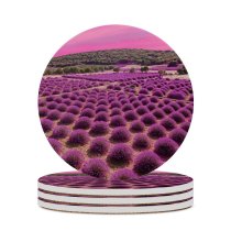 yanfind Ceramic Coasters (round) Talip ÇETİN Lavender Fields Landscape Sky Garden Family Game Intellectual Educational Game Jigsaw Puzzle Toy Set