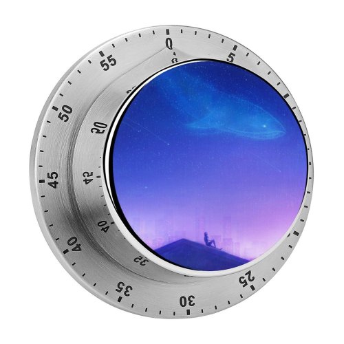 yanfind Timer RicoDZ Fantasy Girl Rooftop Sky Home Dream Whale Starry Night Purple 60 Minutes Mechanical Visual Timer
