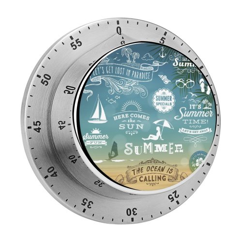 yanfind Timer Island Umbrella Tropical Leaf Beach Tree Sea Flower Sailboat  Border Hibiscus 60 Minutes Mechanical Visual Timer
