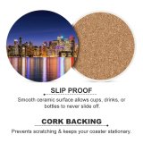 yanfind Ceramic Coasters (round) Harrison Haines Toronto Skyscrapers  Cityscape Night Lights Waterfront Dusk Reflections Architecture Family Game Intellectual Educational Game Jigsaw Puzzle Toy Set