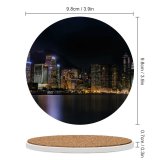 yanfind Ceramic Coasters (round) Hong Kong City Cityscape Architecture Skyscrapers Nightlife Ferris Wheel Lights River Reflection Family Game Intellectual Educational Game Jigsaw Puzzle Toy Set