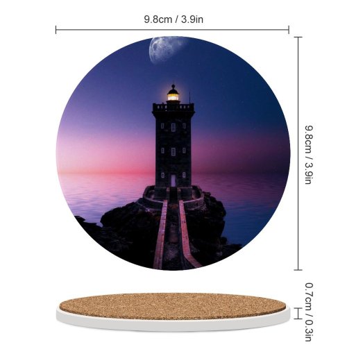 yanfind Ceramic Coasters (round) Sagar Subbaiah Lighthouse  Sunset Evening Family Game Intellectual Educational Game Jigsaw Puzzle Toy Set