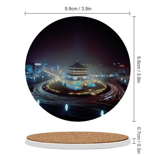yanfind Ceramic Coasters (round) Chinese Night Progress Architecture Building  Place History Prosperity Tradition Intersection Highway Family Game Intellectual Educational Game Jigsaw Puzzle Toy Set