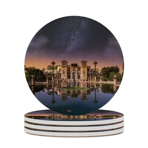 yanfind Ceramic Coasters (round) Massimiliano Morosinotto Castle Fountain Reflection Outer Space Milky Way  Pond Sunset Family Game Intellectual Educational Game Jigsaw Puzzle Toy Set