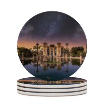 yanfind Ceramic Coasters (round) Massimiliano Morosinotto Castle Fountain Reflection Outer Space Milky Way  Pond Sunset Family Game Intellectual Educational Game Jigsaw Puzzle Toy Set