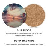 yanfind Ceramic Coasters (round) Hot  Balloon Multicolor Colorful Sky Reflection Clouds Sky Family Game Intellectual Educational Game Jigsaw Puzzle Toy Set