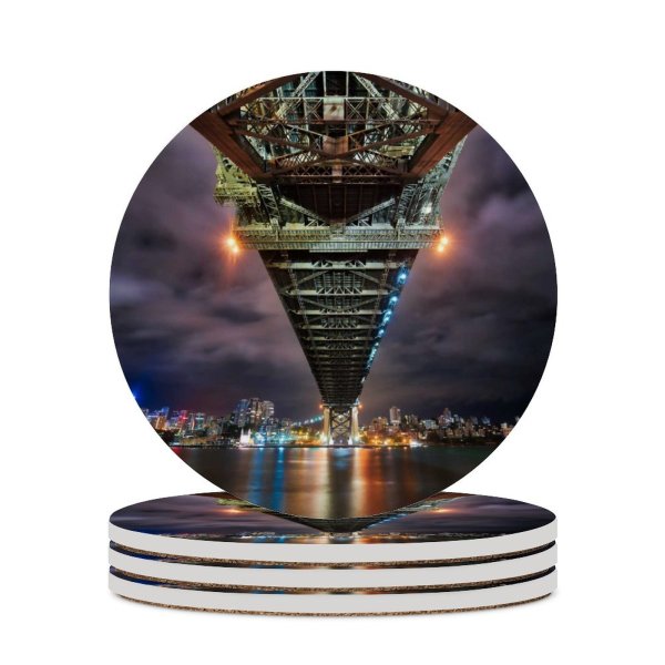 yanfind Ceramic Coasters (round) Trey Ratcliff Sydney Harbour  Australia Cityscape River Reflection Night Lights Sky Family Game Intellectual Educational Game Jigsaw Puzzle Toy Set