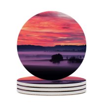 yanfind Ceramic Coasters (round) Bruno Glätsch Sky Sunset Landscape Foggy Scenery Clouds Trees Silhouette Dawn Family Game Intellectual Educational Game Jigsaw Puzzle Toy Set