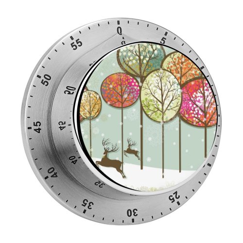 yanfind Timer Christmas Snow Rural Tree Running Landscape Winter Fashioned Temperature Forest Frozen Scenery 60 Minutes Mechanical Visual Timer