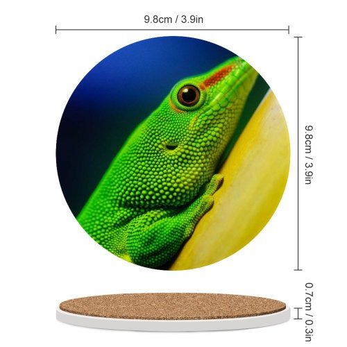 yanfind Ceramic Coasters (round) Lizard Closeup Macro Reptile Vivid HDR Family Game Intellectual Educational Game Jigsaw Puzzle Toy Set