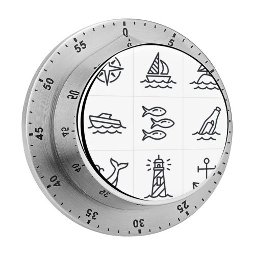 yanfind Timer Waterfront Sea Navigational Anchor Bottle Bird Destinations Art Simplicity Seagull Tourboat Humpback 60 Minutes Mechanical Visual Timer