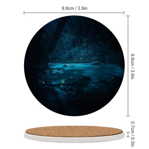 yanfind Ceramic Coasters (round) Grafixart Forest River Night Dark Magical   Fairies Family Game Intellectual Educational Game Jigsaw Puzzle Toy Set