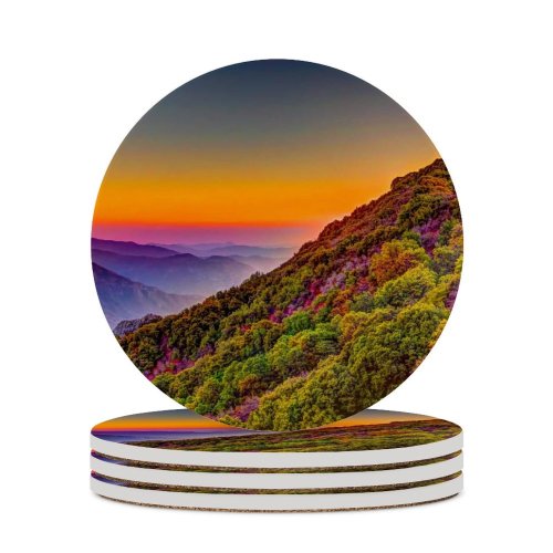 yanfind Ceramic Coasters (round) Sasha Freemind Sequoia National Park California United States Trees Colorful Sky Purple Family Game Intellectual Educational Game Jigsaw Puzzle Toy Set