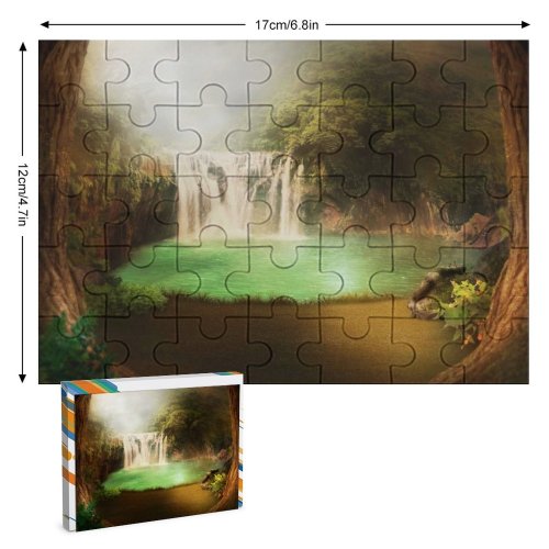 yanfind Picture Puzzle Dorothe Waterfall Forest Mystery Lake Scenic Surreal Foggy Family Game Intellectual Educational Game Jigsaw Puzzle Toy Set