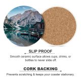 yanfind Ceramic Coasters (round) Samuele Errico Piccarini Lake Braies Italy Wooden Boats Mountains  Snow Reflection Family Game Intellectual Educational Game Jigsaw Puzzle Toy Set