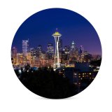 yanfind Ceramic Coasters (round) Youen California Space Needle Seattle Washington Cityscape City Lights Night Time Skyscrapers Family Game Intellectual Educational Game Jigsaw Puzzle Toy Set