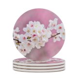 yanfind Ceramic Coasters (round) Flowers Cherry Flowers Cherry  Spring Flowers Family Game Intellectual Educational Game Jigsaw Puzzle Toy Set