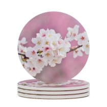 yanfind Ceramic Coasters (round) Flowers Cherry Flowers Cherry  Spring Flowers Family Game Intellectual Educational Game Jigsaw Puzzle Toy Set