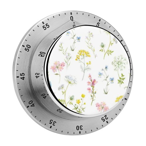 yanfind Timer Decor Gentle  Bloom Geraniums Hydrangea Garden Gently Postcard Seamless Delphinium Summer 60 Minutes Mechanical Visual Timer