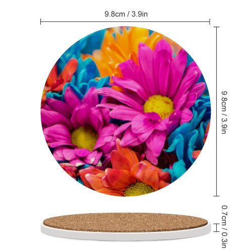 yanfind Ceramic Coasters (round) Flowers Dahlia Flowers Colorful Bloom Vibrant Family Game Intellectual Educational Game Jigsaw Puzzle Toy Set