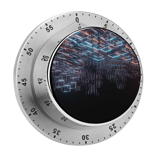yanfind Timer Abstract Cubes Structure Neon Lighting Hanging Metal 60 Minutes Mechanical Visual Timer