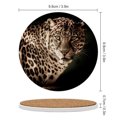yanfind Ceramic Coasters (round) Black Dark Leopard Wildcat Wildlife Closeup Family Game Intellectual Educational Game Jigsaw Puzzle Toy Set