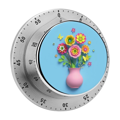 yanfind Timer Craft Butterfly  Decor Embellishment Wedding Garden Mother Vase Ornament Flowers Daisy 60 Minutes Mechanical Visual Timer