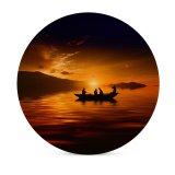 yanfind Ceramic Coasters (round) Sunset Boat Silhouette Dusk Family Game Intellectual Educational Game Jigsaw Puzzle Toy Set