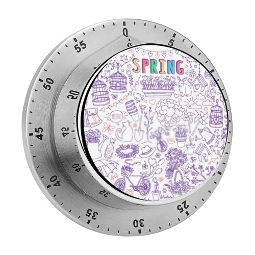 yanfind Timer Drawn Romantic May Cage Hot Wreath Boots Simple Art Eggs Bird Cat 60 Minutes Mechanical Visual Timer